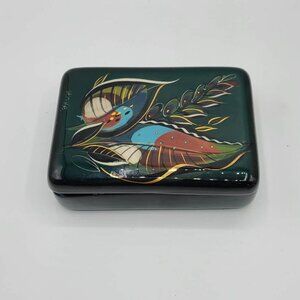 Sasha Brastoff Green Ceramic  MCM (Mid Century Modern) Trinket Box Vintage